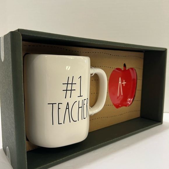 Rae Dunn White and Red Coffee Mug and Apple Ornament Set - Picture 2 of 9